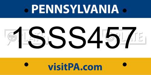 1SSS457 Pennsylvania License Plate