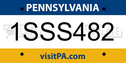 1SSS482 Pennsylvania License Plate