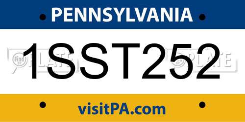 1SST252 Pennsylvania License Plate