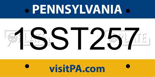 1SST257 Pennsylvania License Plate