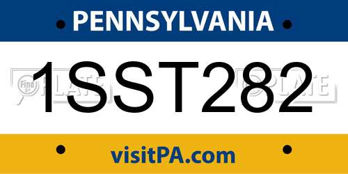 1SST282 Pennsylvania License Plate