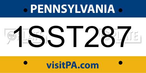 1SST287 Pennsylvania License Plate