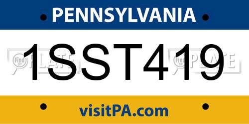 1SST419 Pennsylvania License Plate