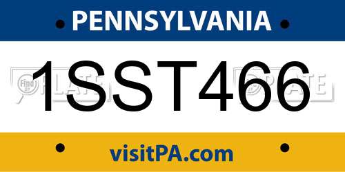 1SST466 Pennsylvania License Plate