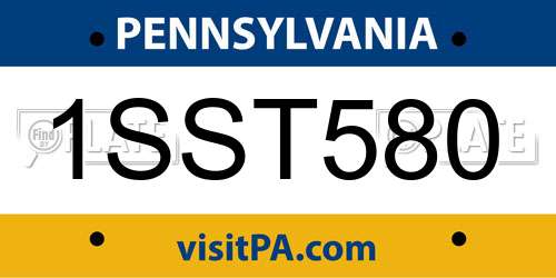 1SST580 Pennsylvania License Plate