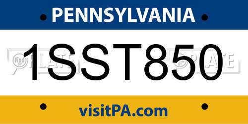 1SST850 Pennsylvania License Plate