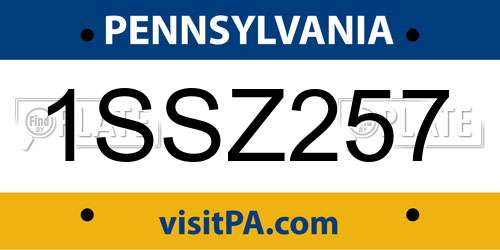 1SSZ257 Pennsylvania License Plate