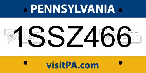 1SSZ466 Pennsylvania License Plate