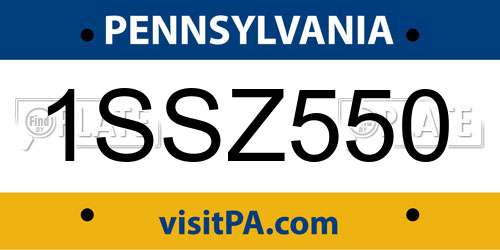 1SSZ550 Pennsylvania License Plate