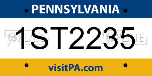 1ST2235 Pennsylvania License Plate