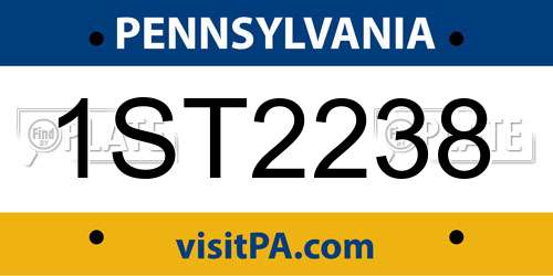 1ST2238 Pennsylvania License Plate