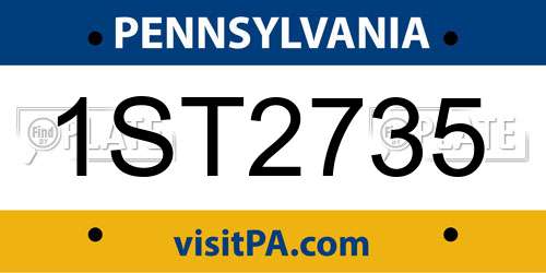1ST2735 Pennsylvania License Plate