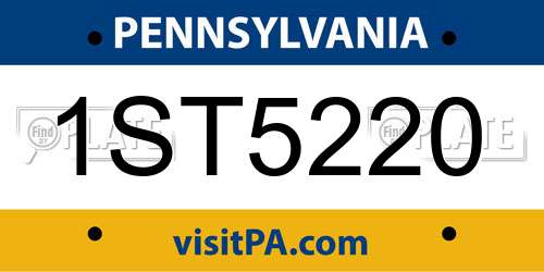 1ST5220 Pennsylvania License Plate