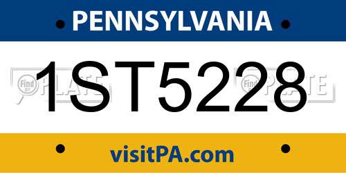 1ST5228 Pennsylvania License Plate