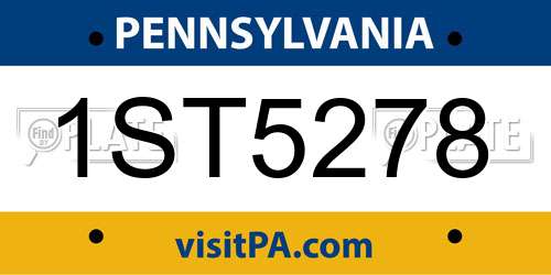 1ST5278 Pennsylvania License Plate