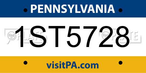 1ST5728 Pennsylvania License Plate