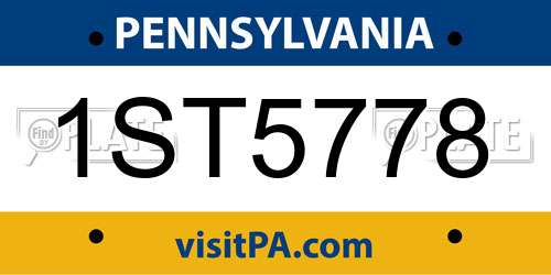 1ST5778 Pennsylvania License Plate