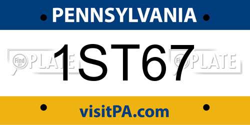 1ST67 Pennsylvania License Plate