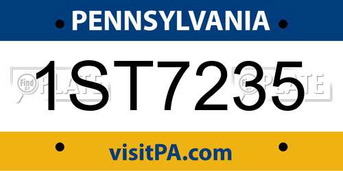 1ST7235 Pennsylvania License Plate