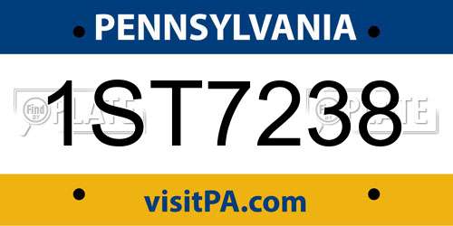 1ST7238 Pennsylvania License Plate