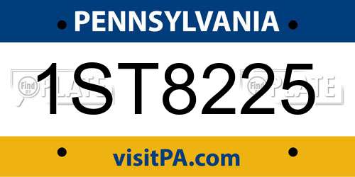 1ST8225 Pennsylvania License Plate
