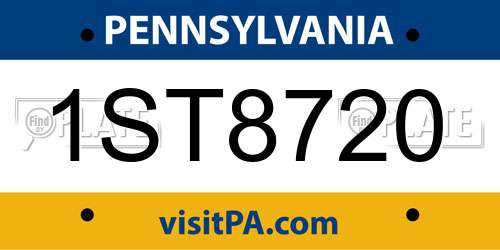 1ST8720 Pennsylvania License Plate