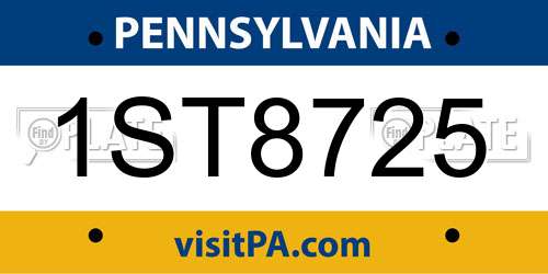 1ST8725 Pennsylvania License Plate
