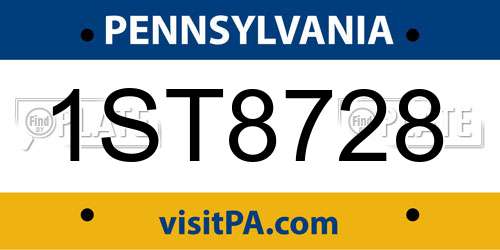 1ST8728 Pennsylvania License Plate