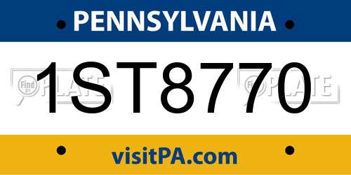 1ST8770 Pennsylvania License Plate