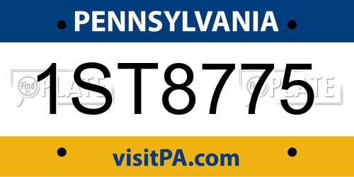 1ST8775 Pennsylvania License Plate