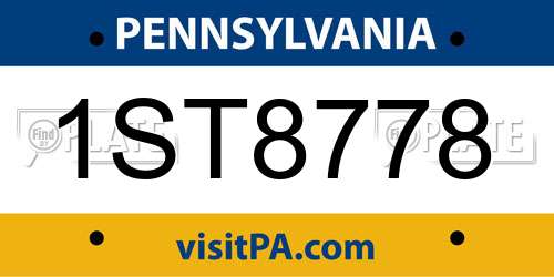 1ST8778 Pennsylvania License Plate