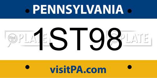 1ST98 Pennsylvania License Plate
