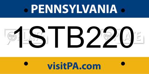 1STB220 Pennsylvania License Plate