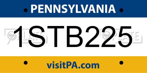 1STB225 Pennsylvania License Plate