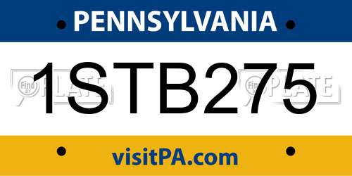 1STB275 Pennsylvania License Plate