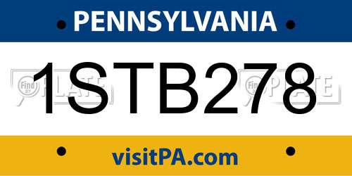 1STB278 Pennsylvania License Plate