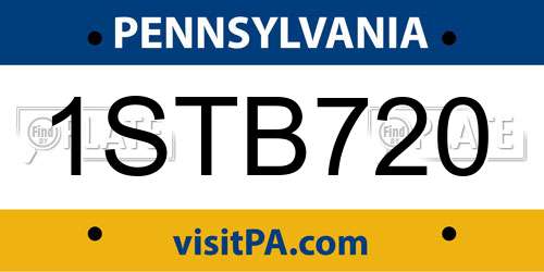 1STB720 Pennsylvania License Plate