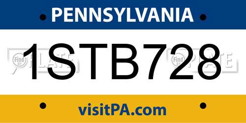 1STB728 Pennsylvania License Plate
