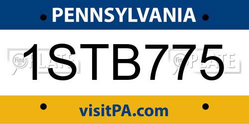1STB775 Pennsylvania License Plate