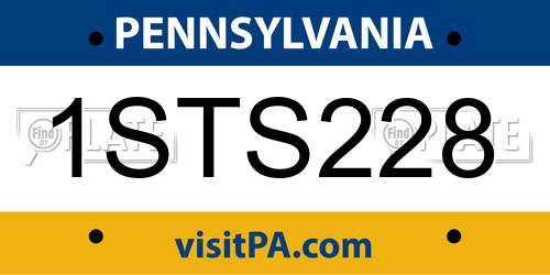 1STS228 Pennsylvania License Plate