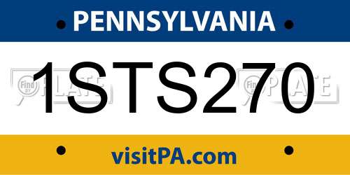 1STS270 Pennsylvania License Plate