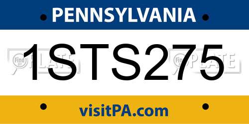 1STS275 Pennsylvania License Plate