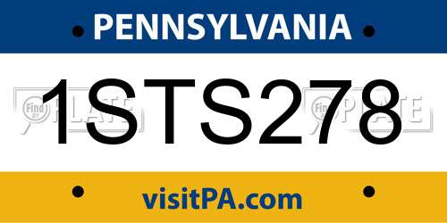 1STS278 Pennsylvania License Plate