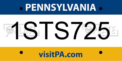 1STS725 Pennsylvania License Plate