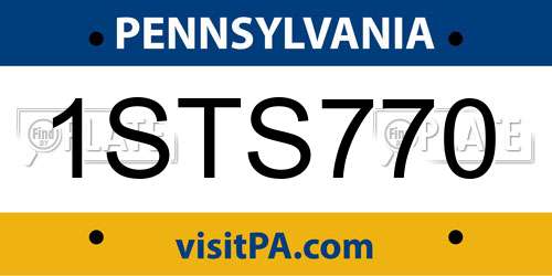 1STS770 Pennsylvania License Plate