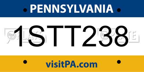 1STT238 Pennsylvania License Plate