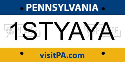 1STYAYA Pennsylvania License Plate