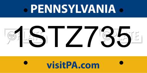 1STZ735 Pennsylvania License Plate