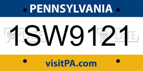 1SW9121 Pennsylvania License Plate