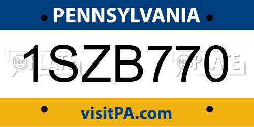 1SZB770 Pennsylvania License Plate